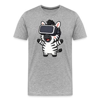 Mignon joueur de dessins animés Zebra Réalité virtuelle - T-shirt bio Premium Homme - gris chiné - Devant - Damien (186cm)