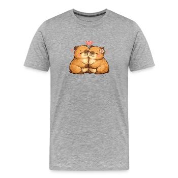 Une étreinte affectueuse de capybara - T-shirt bio Premium Homme - gris chiné - Devant - Damien (186cm)