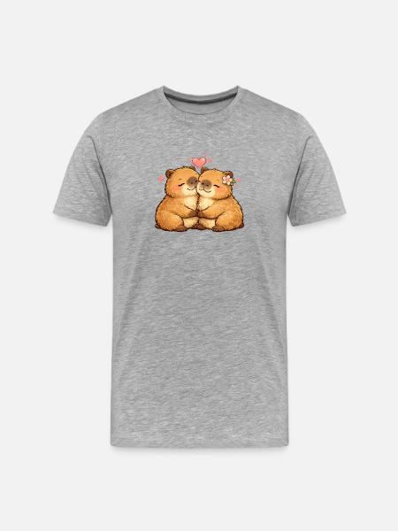 Une étreinte affectueuse de capybara - T-shirt bio Premium Homme - gris chiné