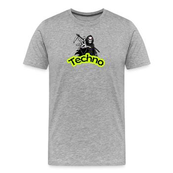 Crâne Techno Néon Sombre - T-shirt bio Premium Homme - gris chiné - Devant - Damien (186cm)