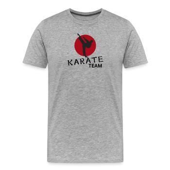 Coup de pied en silhouette contre cercle rouge - T-shirt bio Premium Homme - gris chiné - Devant - Damien (186cm)