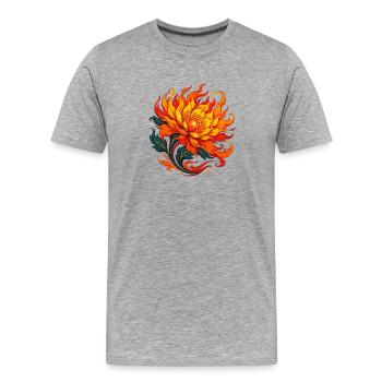 Tournesol en pleine frénésie de flammes - T-shirt bio Premium Homme - gris chiné - Devant - Damien (186cm)