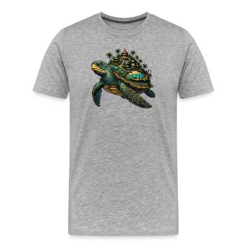 Resort de l’Île des Tortues - T-shirt bio Premium Homme - gris chiné - Devant - Damien (186cm)