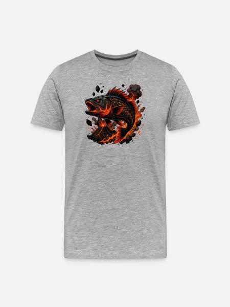Lava-Karpfen Feuersturm - Männer Premium Bio T-Shirt - Grau meliert