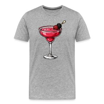 Cocktail de baies dans un verre rouge rubis - T-shirt bio Premium Homme - gris chiné - Devant - Damien (186cm)