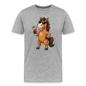 Étalon de lunettes de soleil avec cocktail - T-shirt bio Premium Homme - gris chiné - Devant - Damien (186cm)