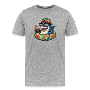 Requin d’été avec vibraons Ambiance d’été - T-shirt bio Premium Homme - gris chiné - Devant - Damien (186cm)