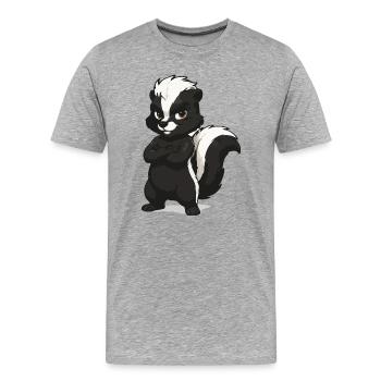 Selbstbewusstes Stinktier Maskottchen - Männer Premium Bio T-Shirt - Grau meliert - Vorne - Damien (186cm)