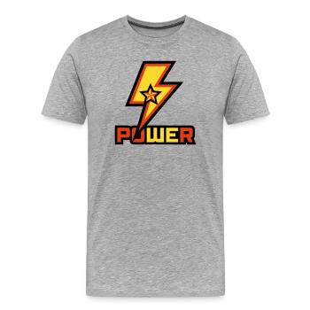 Power Lightning Star Logo - T-shirt bio Premium Homme - gris chiné - Devant - Damien (186cm)