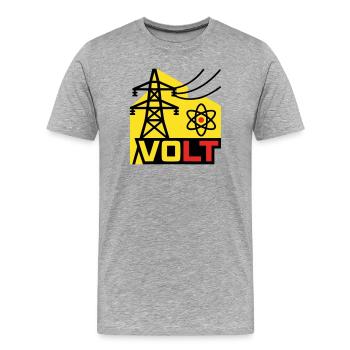 High Voltage Volt Logo - T-shirt bio Premium Homme - gris chiné - Devant - Damien (186cm)