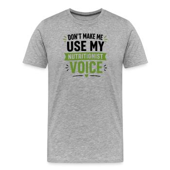 Don de nutritionniste diététicienne agréée - T-shirt bio Premium Homme - gris chiné - Devant - Damien (186cm)