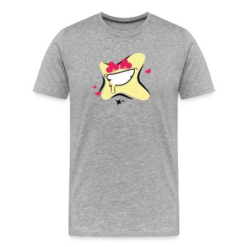 Étoile au sourir cœur d'amour - T-shirt bio Premium Homme - gris chiné - Devant - Damien (186cm)
