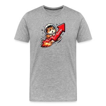 Krypto Hamster To The Moon - Trade T-Shirt  - Männer Premium Bio T-Shirt - Grau meliert - Vorne - Damien (186cm)