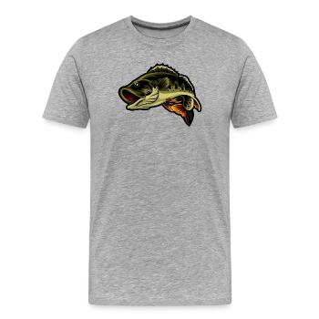 Illustration de poisson à la pêche à la perche - T-shirt bio Premium Homme - gris chiné - Devant - Damien (186cm)