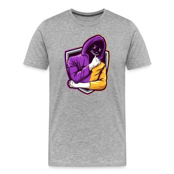 Gamer Maske Hoodie E-Sports Design - Männer Premium Bio T-Shirt - Grau meliert - Vorne - Damien (186cm)