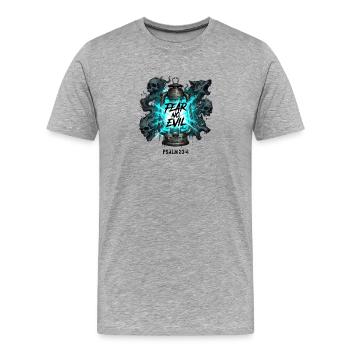 N’ayez crainte pas du mal - Psaume 23:4 - Streetwear chrétien - T-shirt bio Premium Homme - gris chiné - Devant - Damien (186cm)