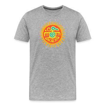 Icône de l’oiseau aztèque - T-shirt bio Premium Homme - gris chiné - Devant - Damien (186cm)