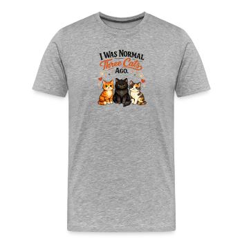 I Was Normal Three Cat's ago - Men's Premium Organic T-Shirt - heather grey - Front - Damien (186cm)