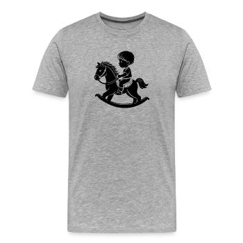 Cheval à bascule - T-shirt bio Premium Homme - gris chiné - Devant - Damien (186cm)