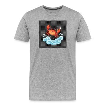 Le crabe surfe à travers les vagues - T-shirt bio Premium Homme - gris chiné - Devant - Damien (186cm)