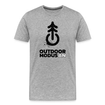 Mode extérieur activé – Bouton d’alimentation - T-shirt bio Premium Homme - gris chiné - Devant - Damien (186cm)
