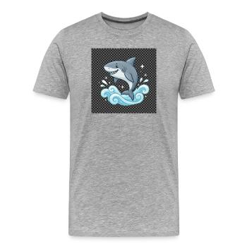 Saut de requin dans le bruit de la mer - T-shirt bio Premium Homme - gris chiné - Devant - Damien (186cm)