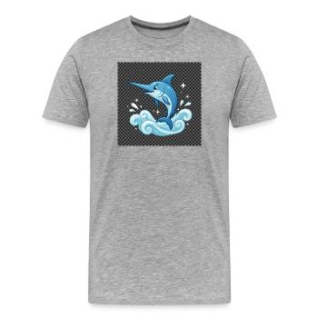 Motif de saut de dauphin d’eau - T-shirt bio Premium Homme - gris chiné - Devant - Damien (186cm)