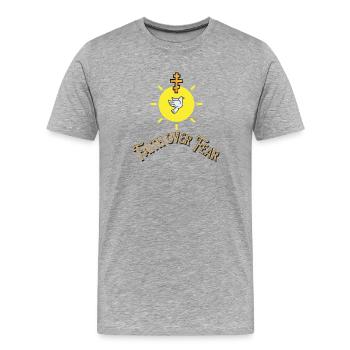 La foi avant la peur - Pigeon Vintage - T-shirt bio Premium Homme - gris chiné - Devant - Damien (186cm)