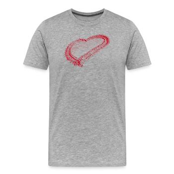 Rotes Herz - Männer Premium Bio T-Shirt - Grau meliert - Vorne - Damien (186cm)