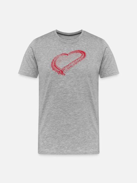 Cœur rouge - T-shirt bio Premium Homme - gris chiné
