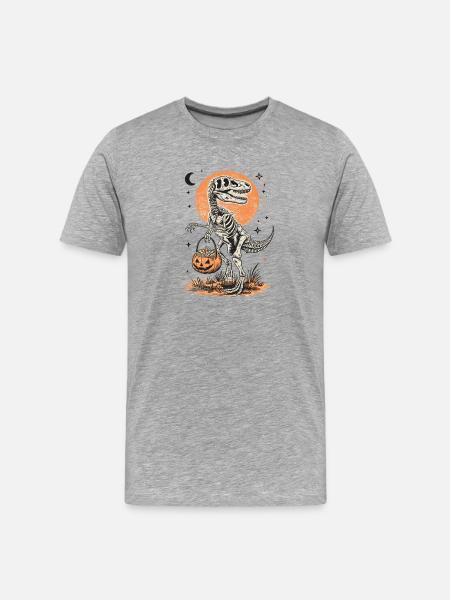 Dino Skeleton Halloween Candy Dinosaur - Men's Premium Organic T-Shirt - heather grey