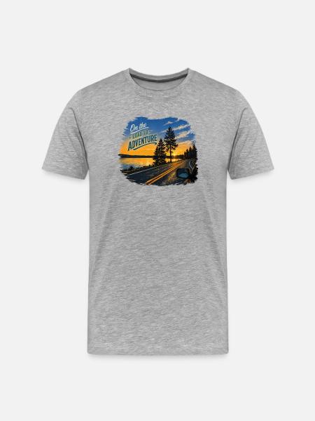 Sur la route de l’aventure - T-shirt bio Premium Homme - gris chiné