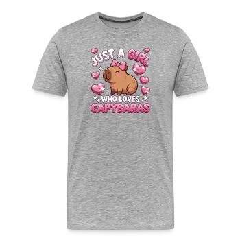 Juste une fille qui aime les capybaras - T-shirt bio Premium Homme - gris chiné - Devant - Damien (186cm)