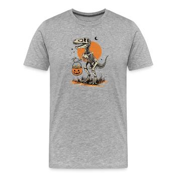 Halloween Dinosaur Skeleton Rex Meme Halloween - T-shirt bio Premium Homme - gris chiné - Devant - Damien (186cm)