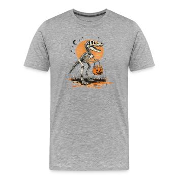 Costume de Tyrannosaurus Rex de la fête d’Halloween de Dino - T-shirt bio Premium Homme - gris chiné - Devant - Damien (186cm)