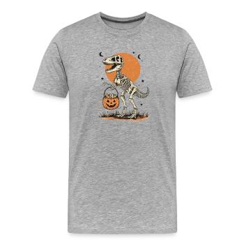 Halloweenparty T Dinosaurier Halloween Motive - Männer Premium Bio T-Shirt - Grau meliert - Vorne - Damien (186cm)