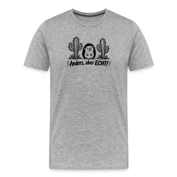 Anders, aber echt - Männer Premium Bio T-Shirt - Grau meliert - Vorne - Damien (186cm)