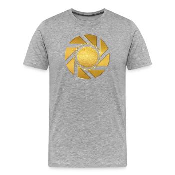 Golden Glitter Lens - Men's Premium Organic T-Shirt - heather grey - Front - Damien (186cm)