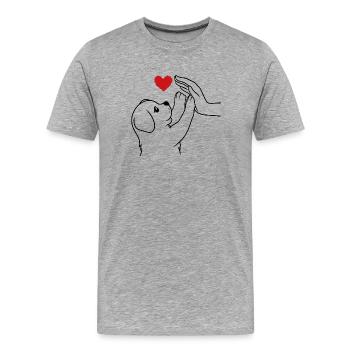 Minimalistisches Hundeliebes-T-Shirt - Männer Premium Bio T-Shirt - Grau meliert - Vorne - Damien (186cm)