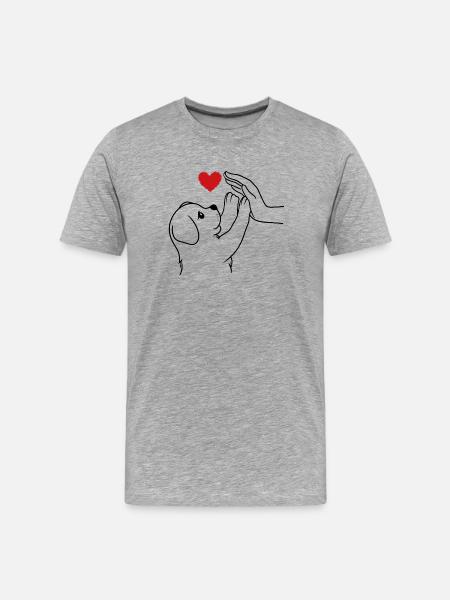 Minimalist Dog Love T-Shirt - Men's Premium Organic T-Shirt - heather grey