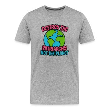 Détruisez le patriarcat, pas la planète - T-shirt bio Premium Homme - gris chiné - Devant - Damien (186cm)