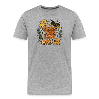 Chiots floraux de la Dame Crazy Dog - T-shirt bio Premium Homme - gris chiné - Devant - Damien (186cm)