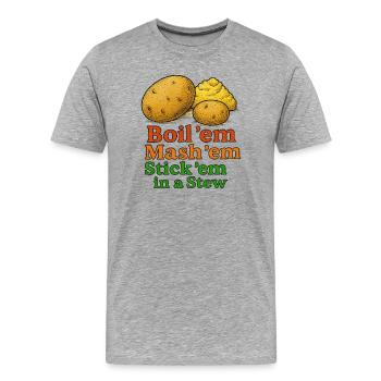 Ragoût de bouillir en écrasement en bâtonnet - T-shirt bio Premium Homme - gris chiné - Devant - Damien (186cm)