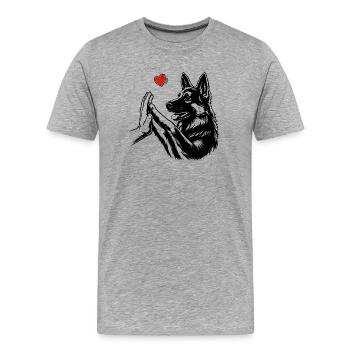 T-shirt Chien Berger Allemand Amitié - T-shirt bio Premium Homme - gris chiné - Devant - Damien (186cm)