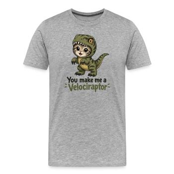Tu fais de moi un chat vélociraptor - T-shirt bio Premium Homme - gris chiné - Devant - Damien (186cm)