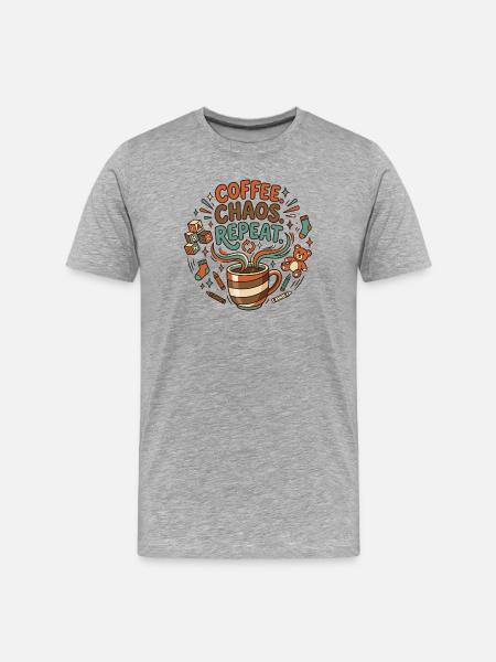 Coffee. Chaos. Repeat. | Funny Parenting - Men's Premium Organic T-Shirt - heather grey
