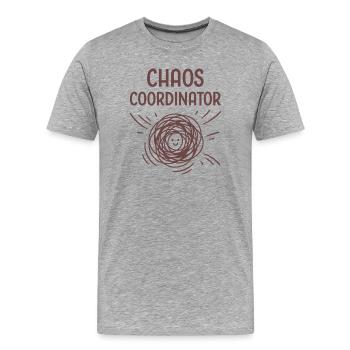 Coordinateur du Chaos | T-shirt drôle de parent de tout-petit - T-shirt bio Premium Homme - gris chiné - Devant - Damien (186cm)