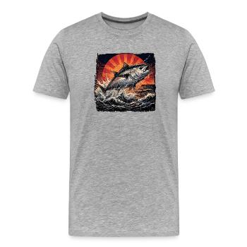 Thon rouge - T-shirt bio Premium Homme - gris chiné - Devant - Damien (186cm)