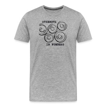 Salle de sport Force in Numbers - Plaques de poids - T-shirt bio Premium Homme - gris chiné - Devant - Damien (186cm)