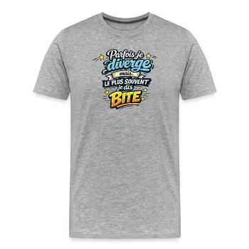 Parfois je diverge, mais le plus souvent... - T-shirt bio Premium Homme - gris chiné - Devant - Damien (186cm)